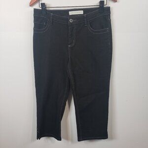 Chico’s Platinum Denim Black Jean Capris Cropped Pants Sz (0)  31” Waist / A145